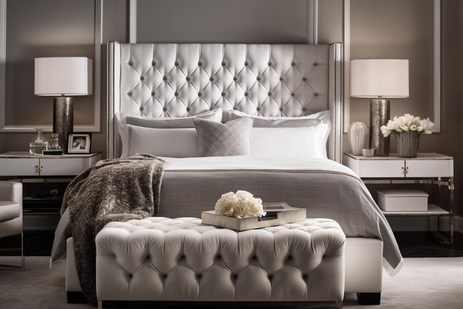 Expert designers in Hyderabad elevate this centerpiece with custom-white headboards, sumptuous bedding, and a symphony of white lanterns, creating a cocoon of comfort and style