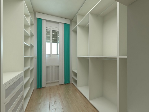 We have used a light oak wooden flooring that matches the white closet .The wood blends well with the white palette to enhance and brightenv the closet.Experience the customized flooring in hyderabad